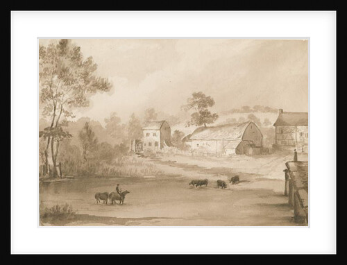 Trysull Mill: sepia wash drawing, 1844 by Henry James Noyes