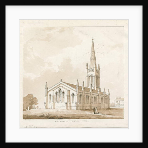Tunstall Church: pen and wash drawing, 1838 by Thomas Peploe Wood