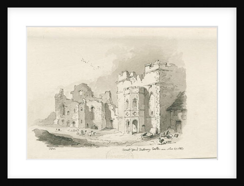 Tutbury Castle - Court Yard: pen and wash drawing, 27 Nov 1837 by Thomas Peploe Wood