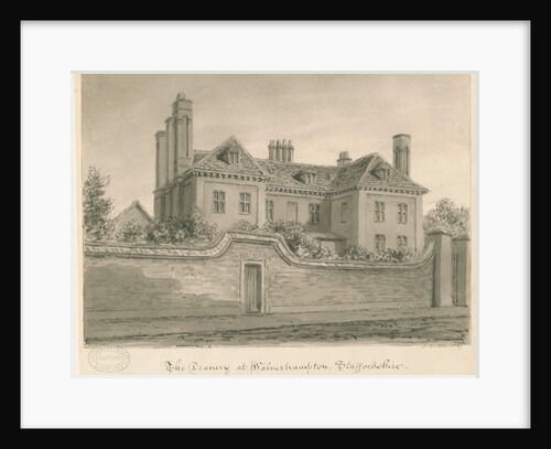 Wolverhampton - The Deanery House: sepia drawing, 1837 by John Buckler