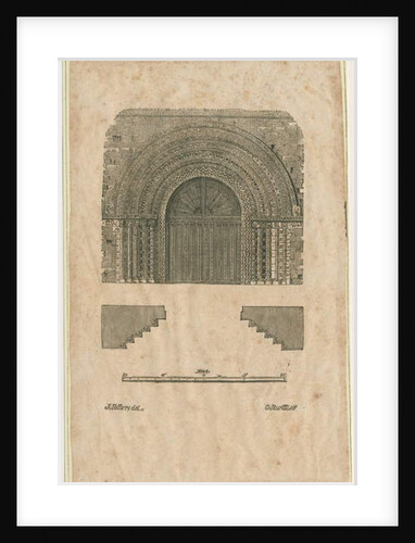Tutbury Priory Church - West Doorway: woodcut engraving by School English