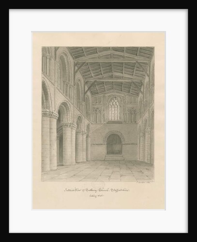Interior of Tutbury Priory Church: sepia wash drawing, 1812 by John Buckler