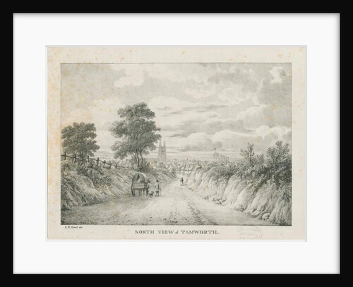 Tamworth - Distant View from North: lithograph by Etienne Bruno Hamel