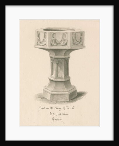 Font in Tutbury Priory Church by John Buckler