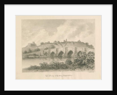Tutbury Castle, Church and Bridge by John Buckler