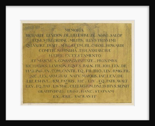Wolverhampton - Latin epitaph of Admiral Richard Leveson in St. Peter's Church by School English
