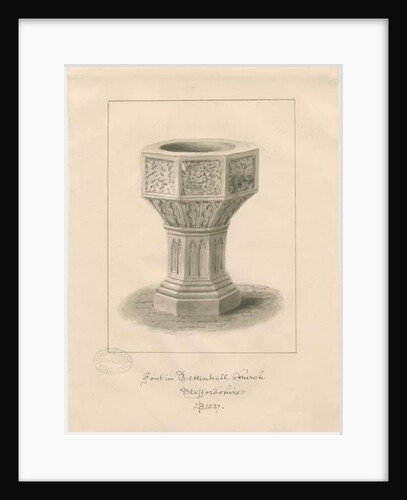 Font in Tettenhall Church by John Buckler