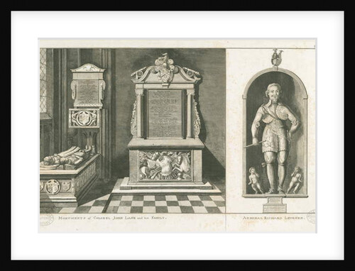 Wolverhampton - Monuments of Colonel John Lane and of Admiral Richard Leveson: engraving by Stebbing Shaw