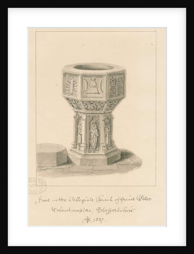 Wolverhampton - Font in St. Peter's Church by John Buckler