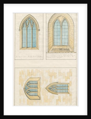 Uttoxeter Church [Old] - Architectural drawing of 'Gothic' windows by School English