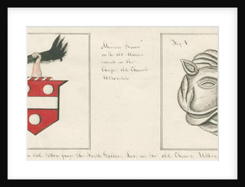 Uttoxeter Church - Carved Head: pen and wash drawing, nd [?mid 19th cent] by John Robert Fernyhough