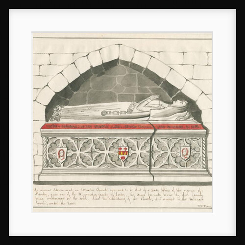 Uttoxeter Church - Tomb of Lady Abbess of Kynnersley Family: pen and wash drawing, nd [mid 19th cent] by John Robert Fernyhough