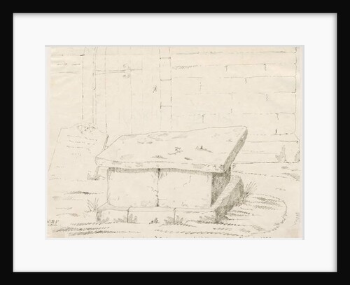 Uttoxeter Church - Old Tomb Stone: pen and ink drawing by School English