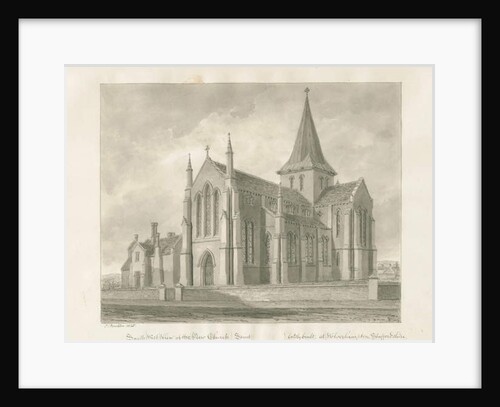 Wolverhampton - St. Mary's Church: sepia drawing, 1845 by John Buckler