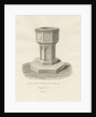 Font in Walsall Church ['Old'] by John Buckler