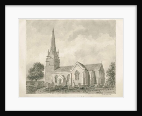 Wombourne Church: sepia drawing, 1845 by John Buckler