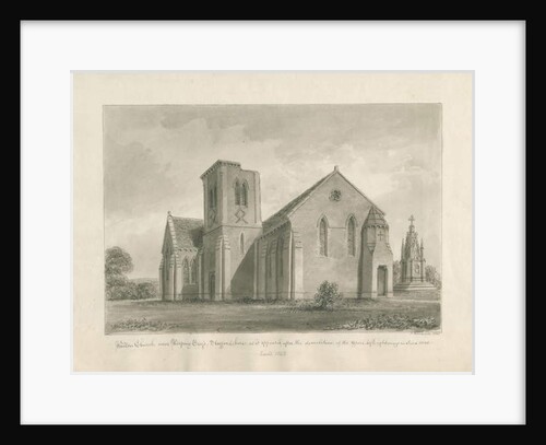 Walton-on-the-Hill Church: sepia wash drawing, 1844 by John Buckler