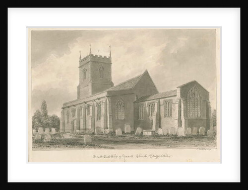 Yoxall Church: sepia drawing, 1839 by John Buckler