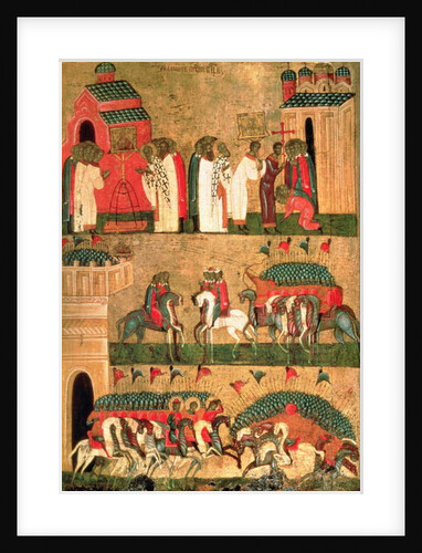 Battle of the Novgorodians with the Suzdalians, Novgorod School, mid 15th century by School Russian