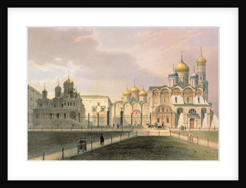 View of the Cathedrals in the Moscow Kremlin, printed by Lemercier, Paris, 1840s by Louis Jules Arnout