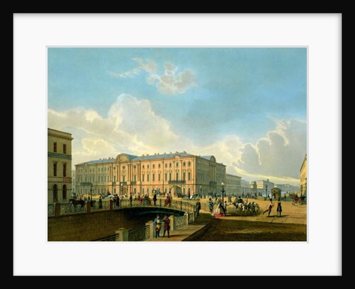 The Moyka Embankment and the Police Bridge in St. Petersburg, printed by J. Jacottet and Regamey by French School