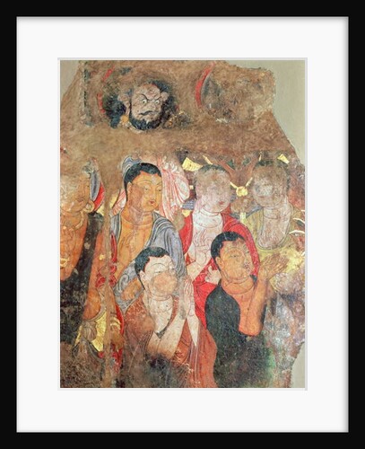 Group of monks and Buddha, from the Shikshin Monastery, Karashar, 9th-10th century by Xingjiang Xingjiang