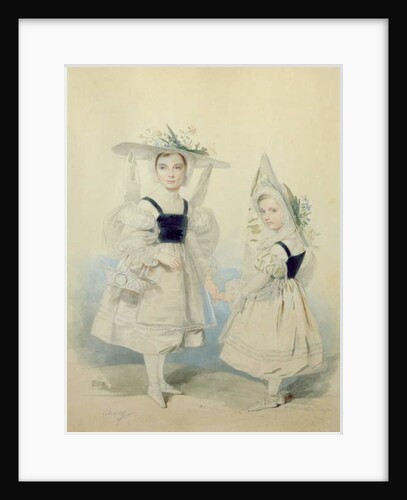 Portrait of the Grand Princesses Olga and Alexandra in Fancy Dress, 1830s by Pyotr Fyodorovich Sokolov