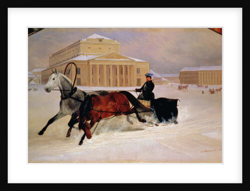 Pole Pair with a Trace Horse at the Bolshoi Theatre in Moscow, 1852 by Nikolai Egorevich Sverchkov