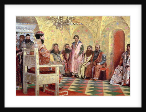 Tsar Mikhail Fyodorovich with Boyars Sitting in His Room, 1893 by Andrei Petrovich Ryabushkin