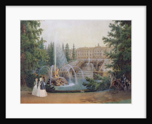 View of the Marly Cascade from the Lower Garden of the Peterhof Palace, c.1830-60 by Vasili Semenovich Sadovnikov
