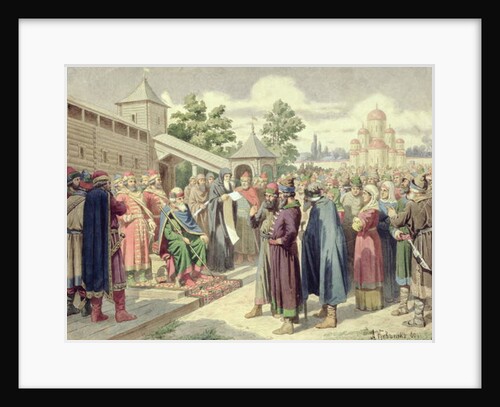 Reading of the Code in the Presence of Grand Duke Jaroslav of Novgorod, 1880 by Aleksei Danilovich Kivshenko
