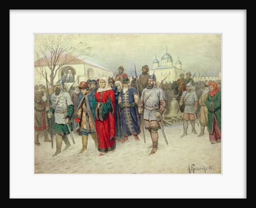 Joining of Great Novgorod, Novgorodians Departing to Moscow, 1880 by Aleksei Danilovich Kivshenko