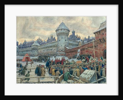 Ancient Moscow, departure after a fight by Apollinari Mikhailovich Vasnetsov