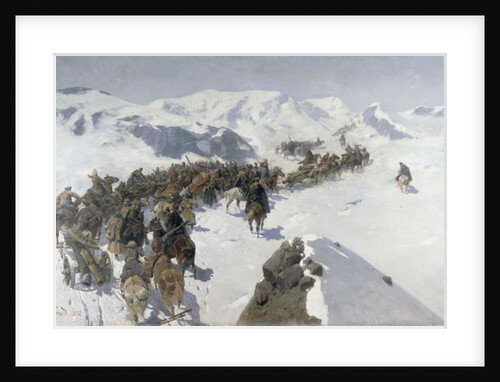 Count Argutinsky crossing the Caucasian Range, 1892 by Franz Roubaud