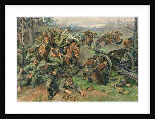 The Russian Cavalry Charging the German Artillery in 1915 by Nikolay Yakovlevich Borisov