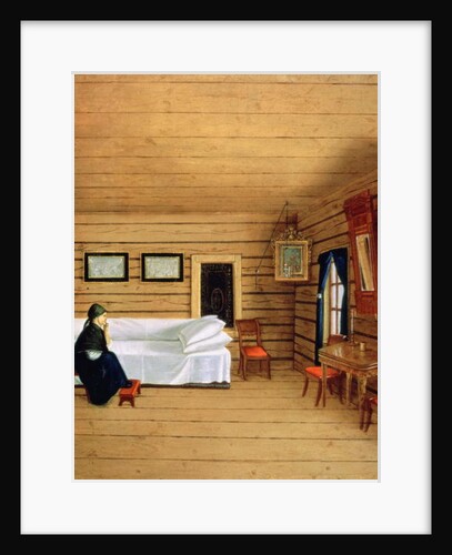 Interior with a seated woman by School Russian