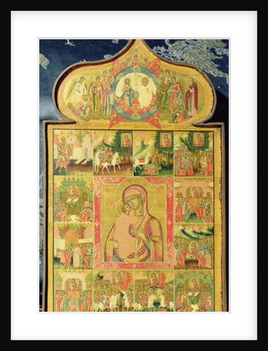 The Virgin of Theodore Stratilates with the miracles, 1759 by School Russian