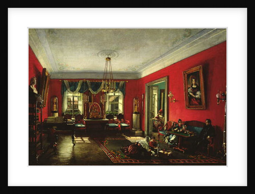 The Nashchokin family in drawing room by Nikolai Ivanov Podklutchnikov