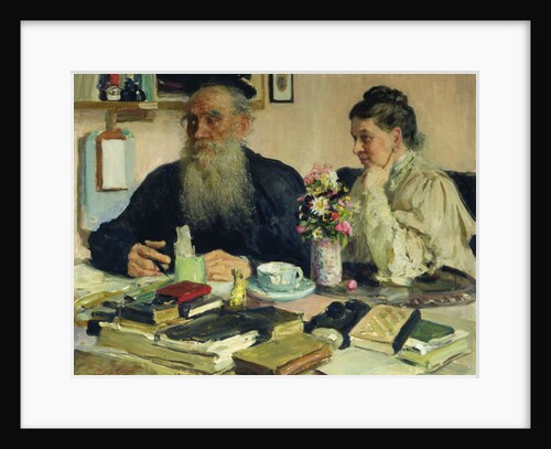 Leo Tolstoy with his wife in Yasnaya Polyana, 1907 by Ilya Efimovich Repin