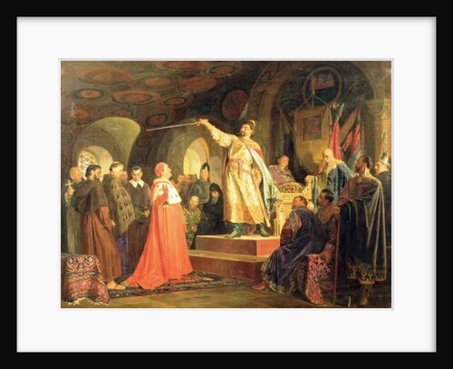 Prince Roman of Halych-Volhynia receiving the ambassadors of Pope Innocent III, 1875 by Nikolai Vasilievich Nevrev