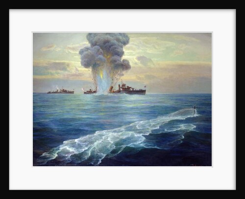 British destroyer Vittoria torpedoed by the Bolshevik submarine Pantera off the island of Seiskari on 1st September 1919, 1939 by Nikolai Evlampievich Bublikov