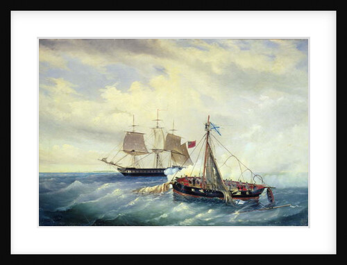 Battle between the Russian ship Opyt and a British frigate, off the coast of Nargen Island, 11th June 1808, 1889 by Leonid Demyanovich Blinov