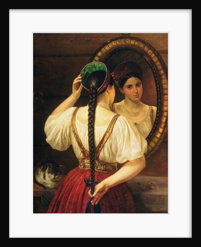 A girl at the mirror, 1848 by Philipp Osipovich Budkin