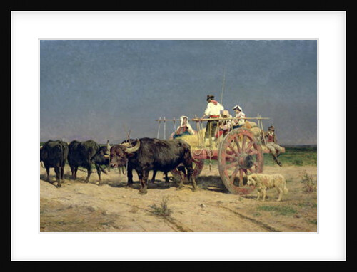 Wagon with Buffalo by the Beach by Aurelio Tiratelli