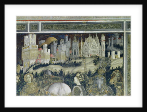 St. George and the Princess of Trebizond, detail of the city in the background, c.1433-38 by Antonio Pisanello