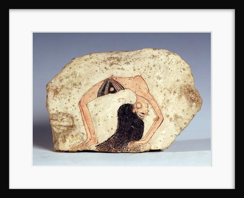 Fragment of a wall painting depicting an acrobatic dancer entertaining at court, New Kingdom by Egyptian 19th Dynasty