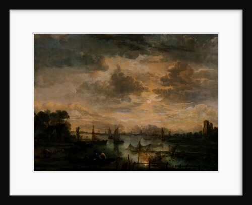 Moonlit scene with fishermen by Aert van der Neer
