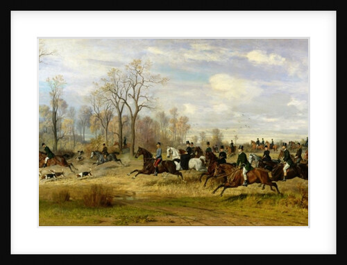 Emperor Franz Joseph I of Austria hunting to hounds with the Countess Larisch in Silesia, 1882 by Emil Adam
