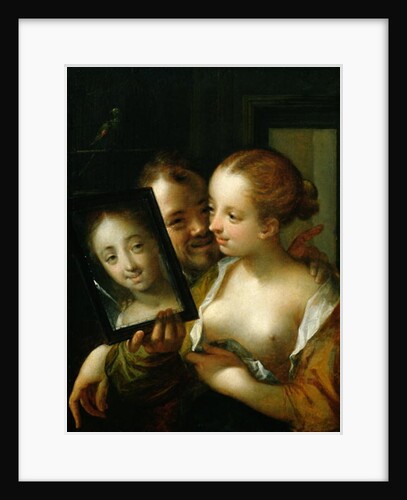 Laughing Couple with a mirror, 1596 by Johann or Hans von Aachen
