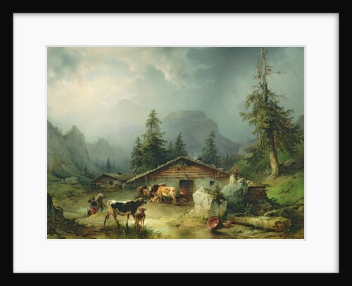 Alpine hut in Rainy Weather, 1850 by Friedrich Gauermann